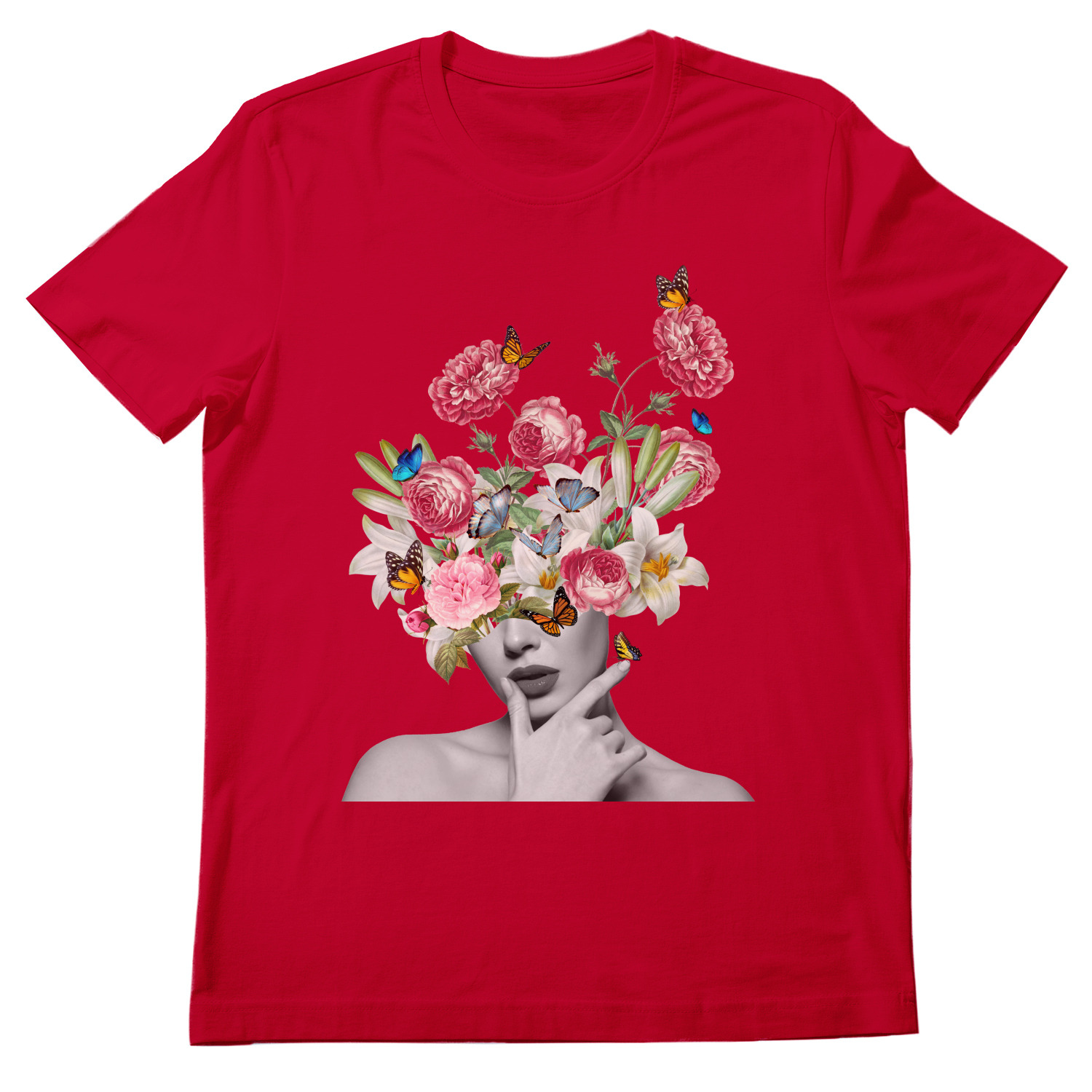 Купить футболку с цветком. Женская футболка цветы. Футболка с большим цветком. Портрет с цветами. Цветочный магазин футболки.