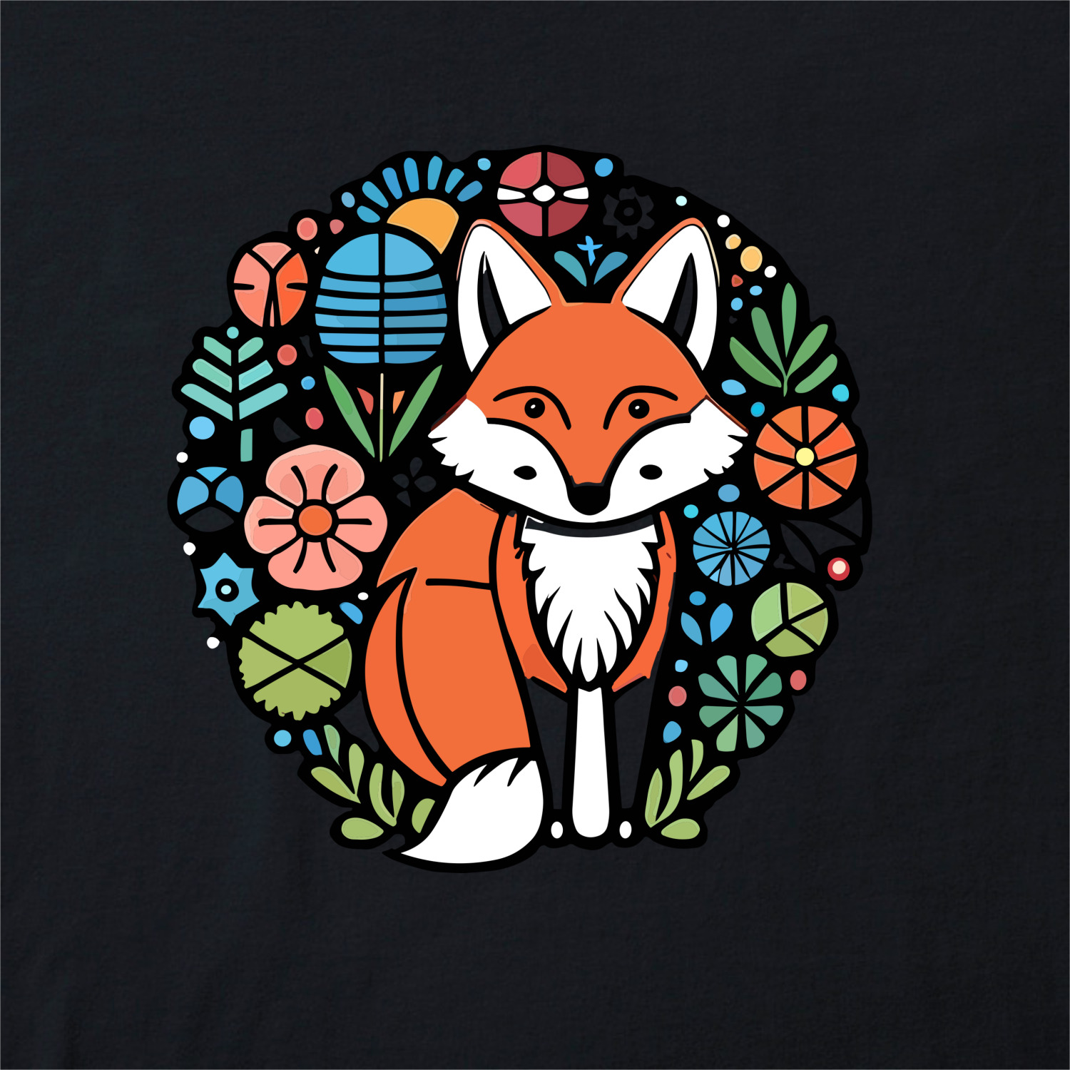 Flower foxes. Эскизы на футболку лиса. Fox Flowers.