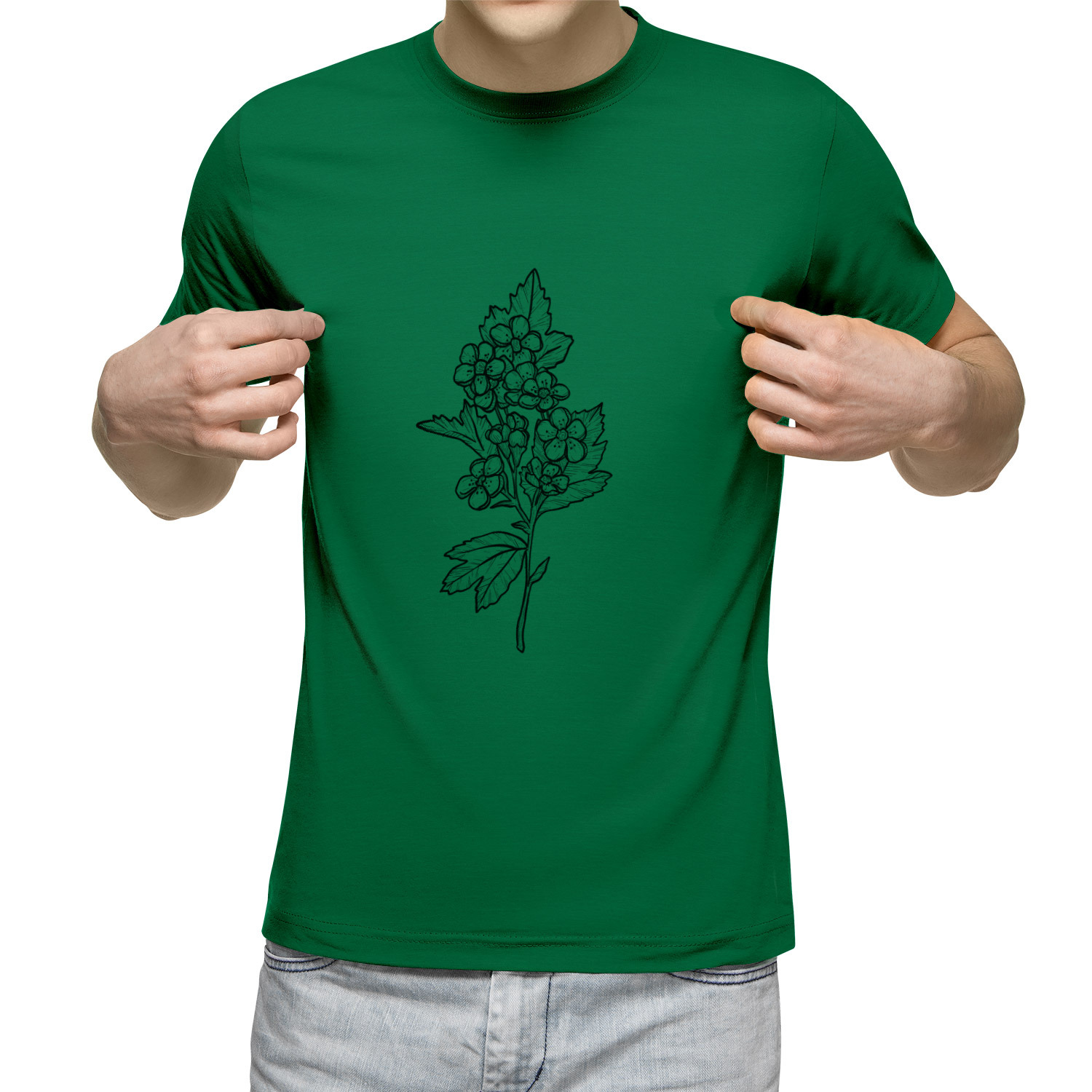 Зеленая футболка с принтом