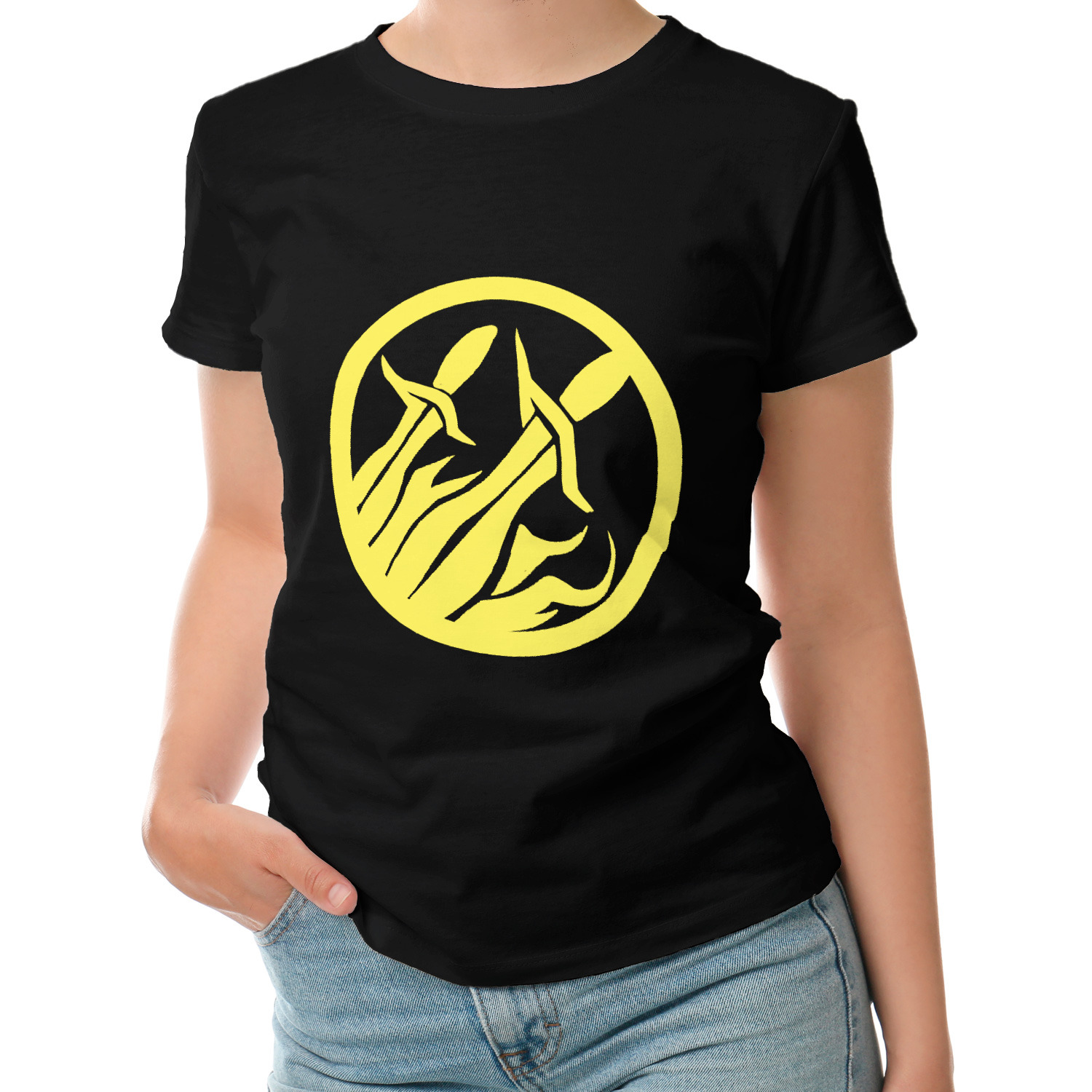 Женская футболка «Цветной знак разбойника Warcraft» цвет черный - дизайнер  принта Solveig