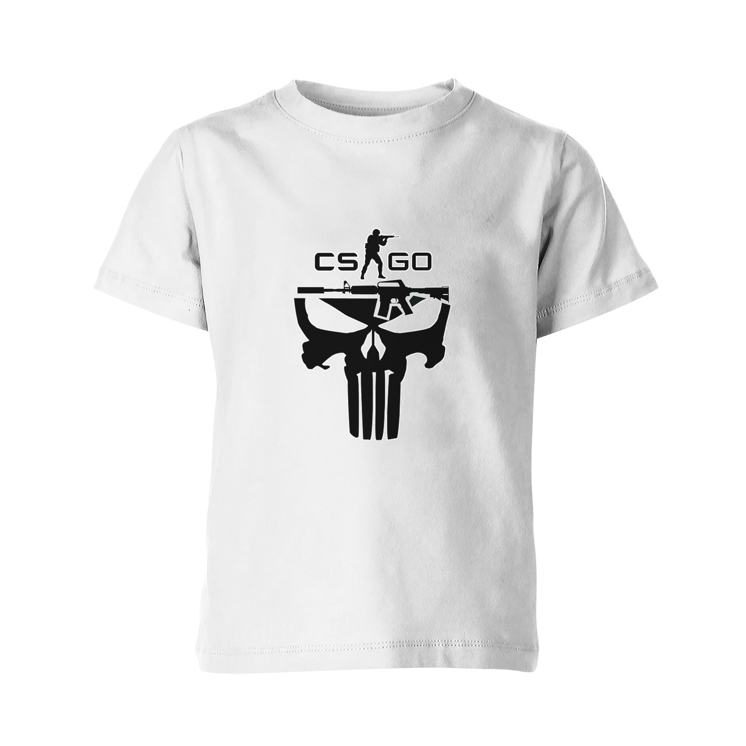 Детская футболка «cs go - кс, игры контра, череп, м40, Counter-Strike» цветбелый - дизайнер принта HANDEYEWORK